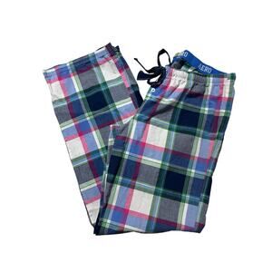 Aero Womens M Blue & Pink Plaid Lightweight Elastic Waist Pajama Pants